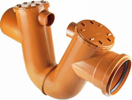 Syfon kanalizacji zewnętrznej M/F 0 - 0 REDI PVC-U z uszczelką 160 Kaczmarek 0744231300